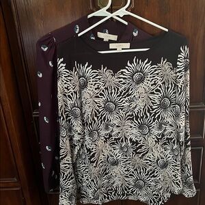 Two LOFT Long Sleeve Silky Blouses